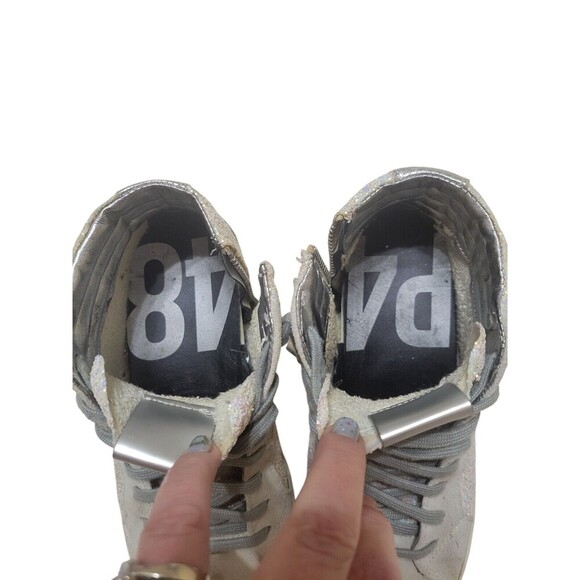 P448 Skate Glitter Mid Top Zip Women's Size 37 / US 6 High Top Sneaker VGUC - Picture 8 of 11